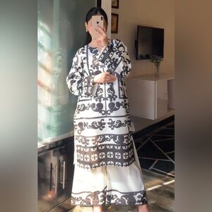 Black and White Pakistani 2 pc Co-Ord. Stylish and Comfortable! FreeShipping!